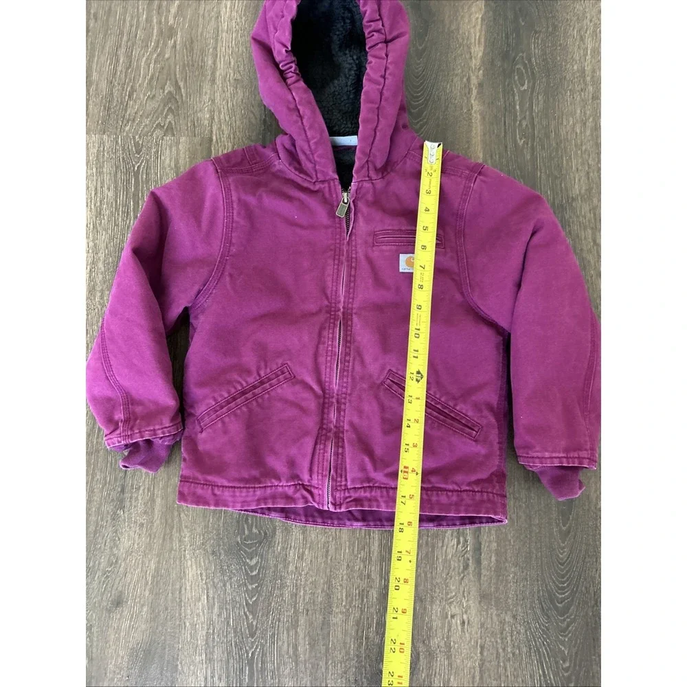 Carhartt Jacket Girls  XS 6 Purple Canvas Sherpa Lined Outdoor Hiking Camping